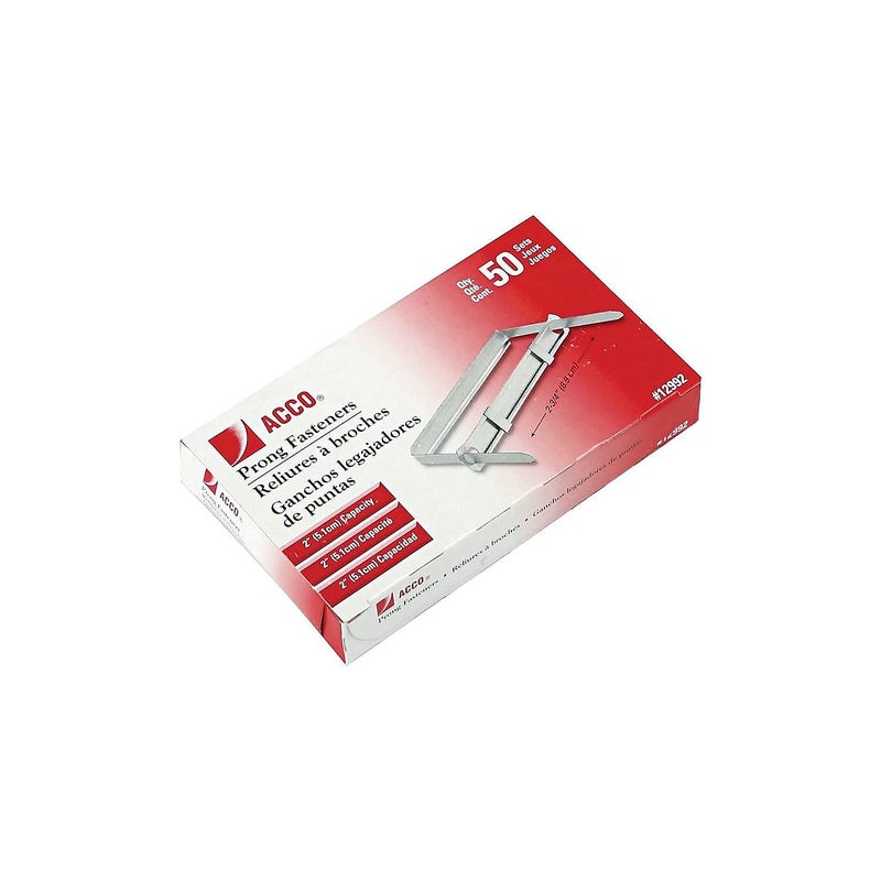 ACCO Brands مربطات ورق ACCO الاقتصادية القياسية من قطعتين، سعة 2 بوصة، مسافات 2.75 بوصة، 50 رابط/علبة، 1 علبة (12992) - Image 2